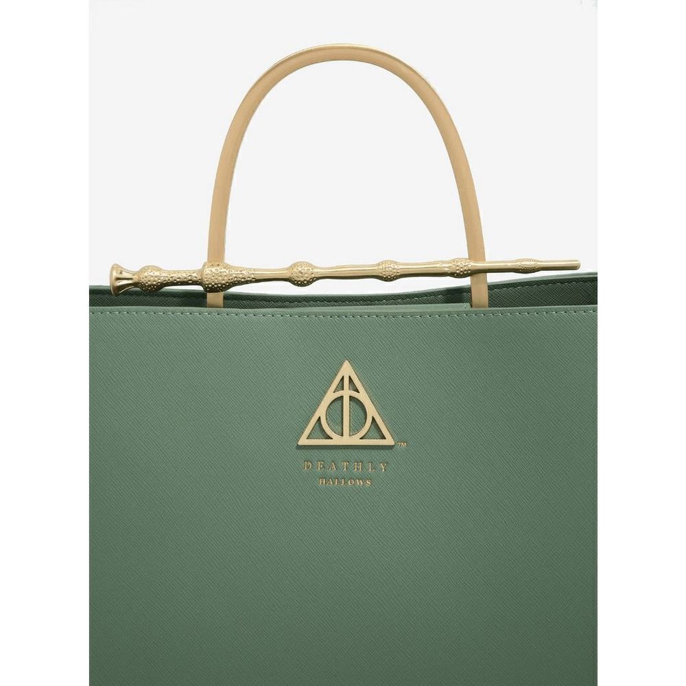 Loungefly Harry Potter Deathly Hallows Elder Wand Green Gold Handbag Purse - Picture 4 of 5